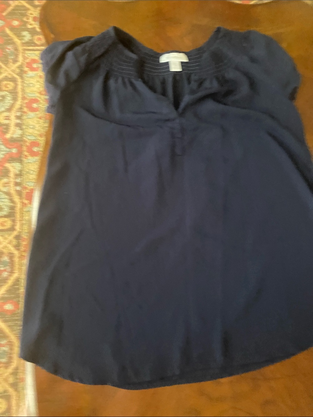Motherhood Maternity Navy Short-Sleeve Split-Neck Blouse